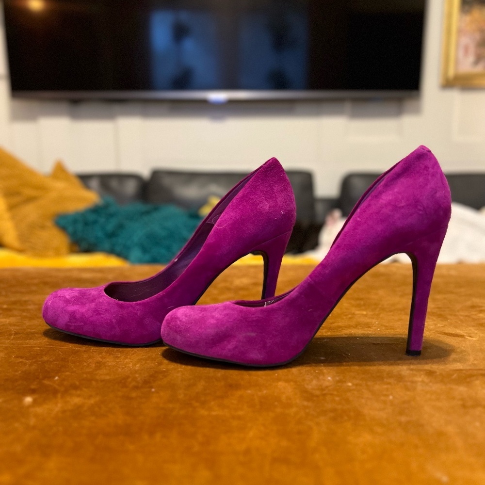 COPY - JESSICA SIMPSON Calie Purple Suede High Heel Pump